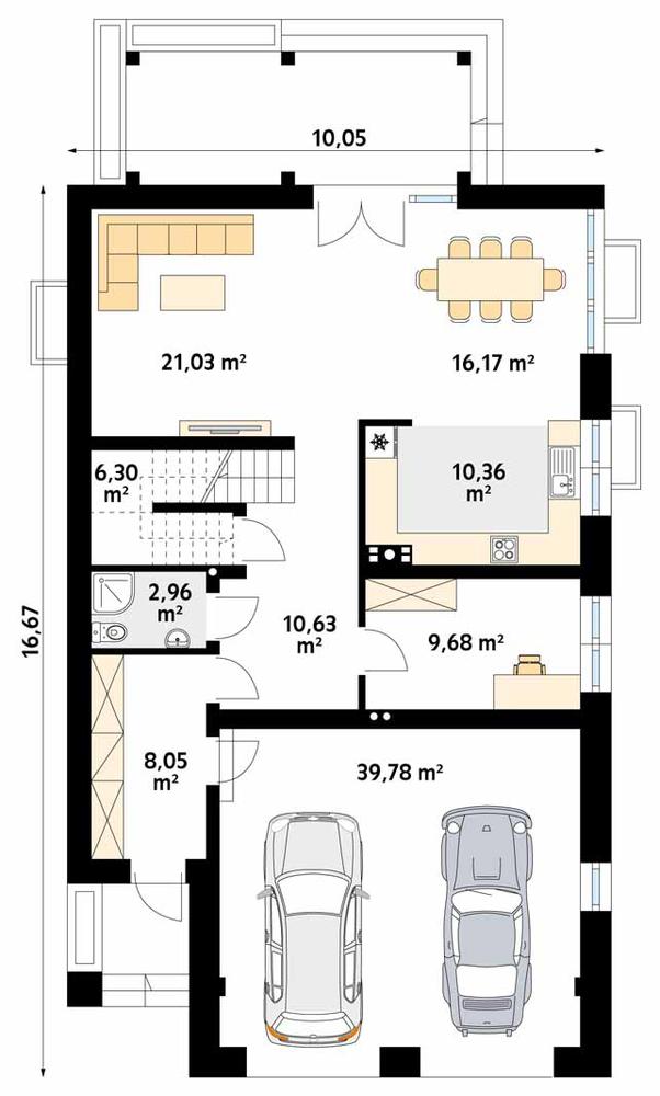 Rzut parteru POW. 125,0 m²