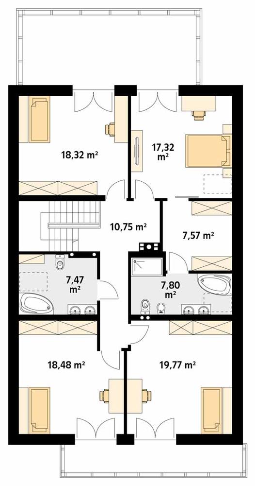Rzut poddasza POW. 116,1 m²
