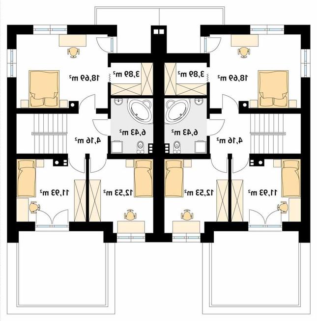Rzut piętra lustro POW. 57,6 m²