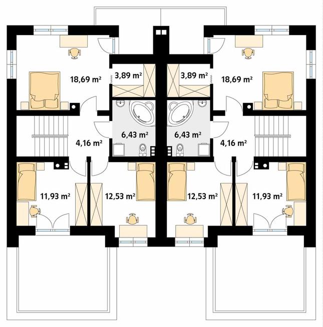 Rzut piętra POW. 57,6 m²