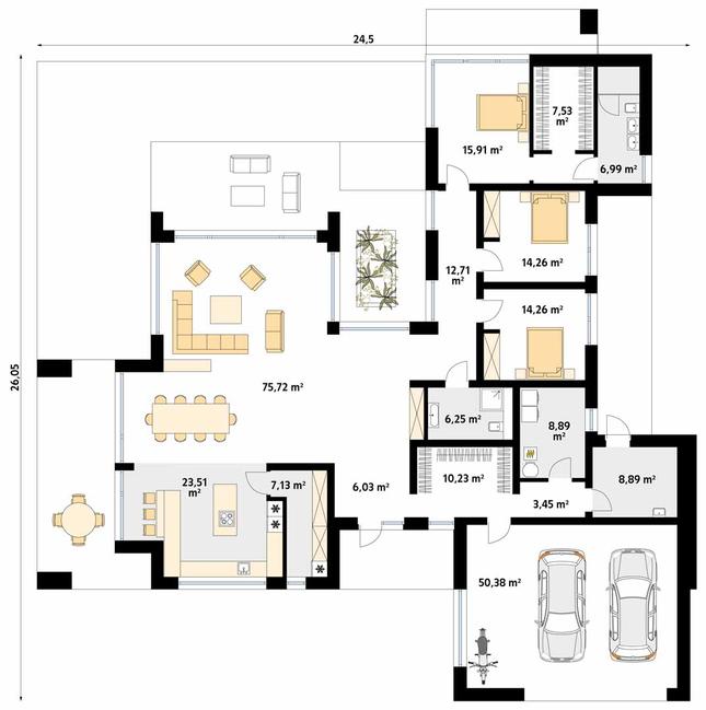 Rzut parteru POW. 278,4 m²
