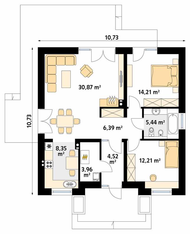 Rzut parteru POW. 86,0 m²