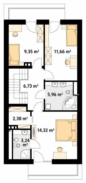 Rzut poddasza POW. 66,0 m²