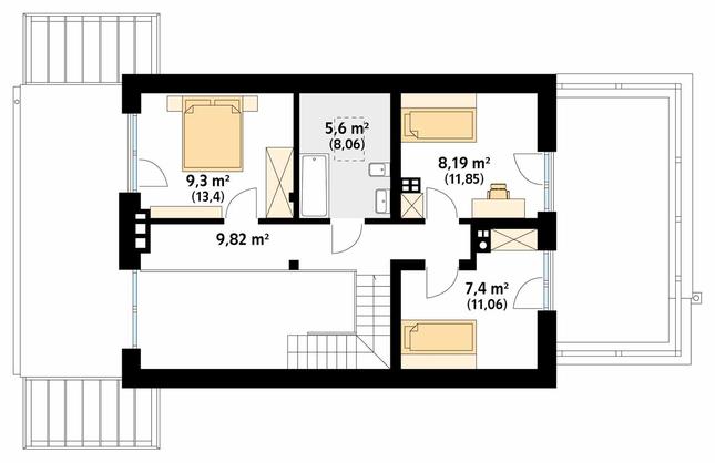 Rzut poddasza POW. 54,2 m²