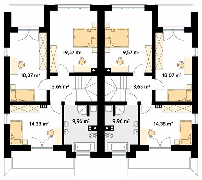 Rzut piętra POW. 65,6 m²