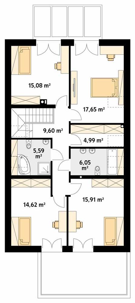Rzut poddasza POW. 105,4 m²