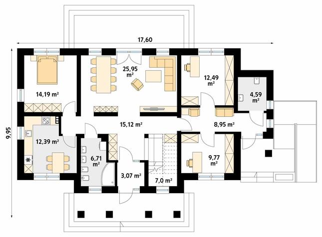 Rzut parteru POW. 120,2 m²