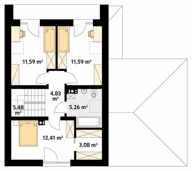 Rzut poddasza POW. 65,2 m²