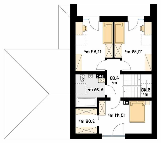 Rzut poddasza lustro POW. 65,2 m²
