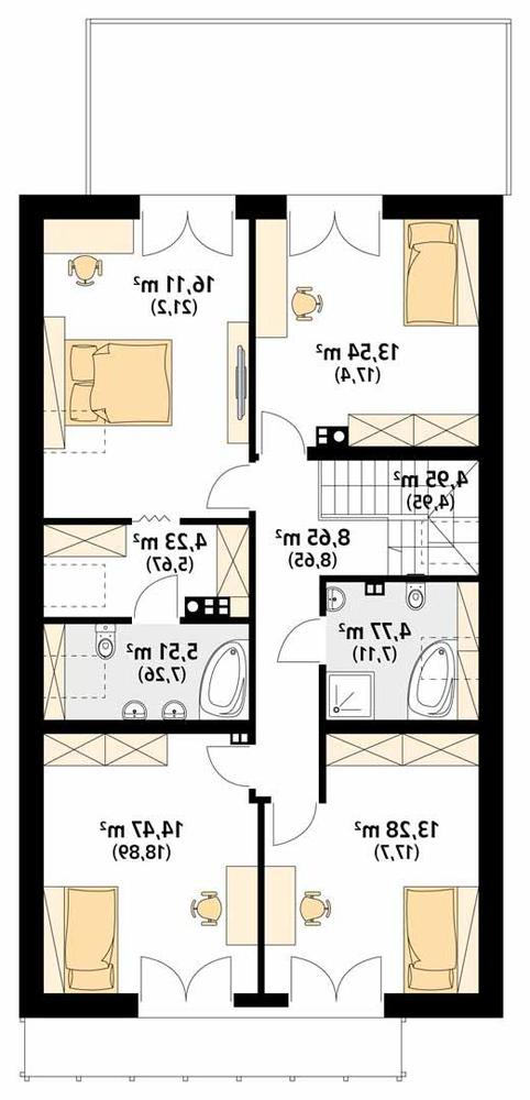 Rzut poddasza lustro POW. 108,8 m²