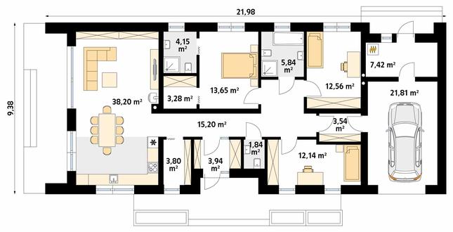 Rzut parteru POW. 147,4 m²