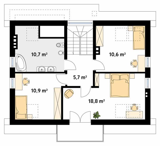 Rzut poddasza POW. 71,9 m²