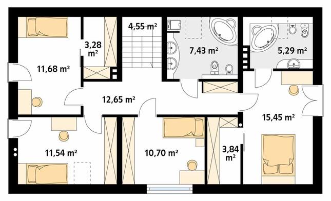 Rzut poddasza POW. 104,0 m²