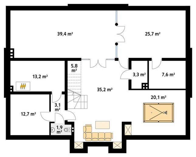 Rzut piwnicy POW. 168,0 m²