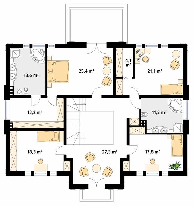 Rzut piętra POW. 152,0 m²