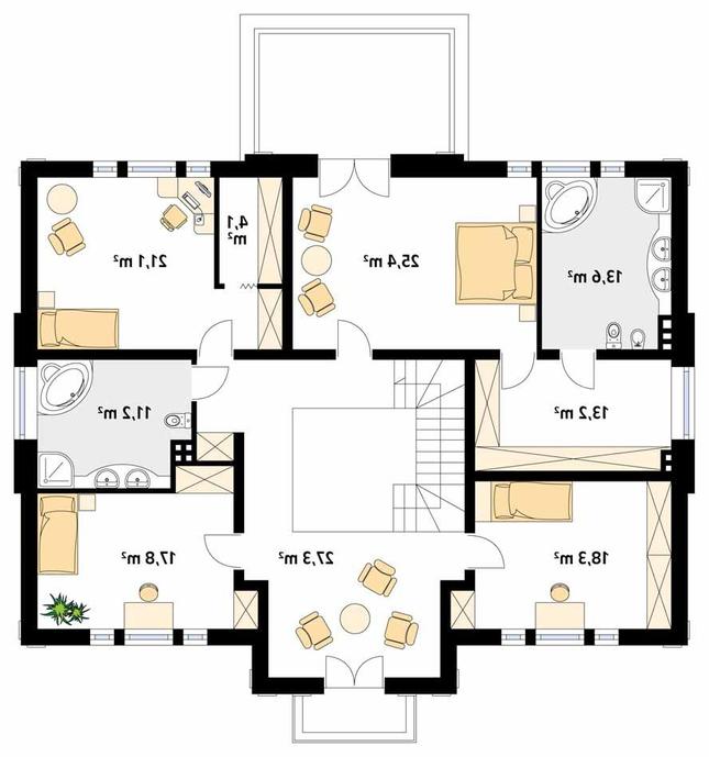 Rzut piętra lustro POW. 152,0 m²