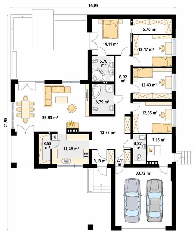Rzut parteru POW. 192,2 m²