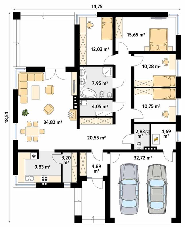 Rzut parteru POW. 174,2 m²