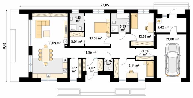 Rzut parteru POW. 147,1 m²