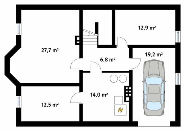 Rzut piwnicy POW. 93,1 m²