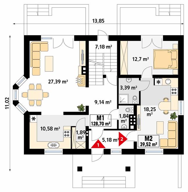 Rzut parteru POW. 97,5 m²