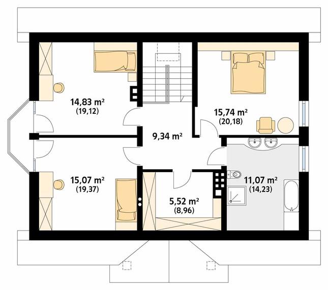 Rzut poddasza POW. 91,2 m²