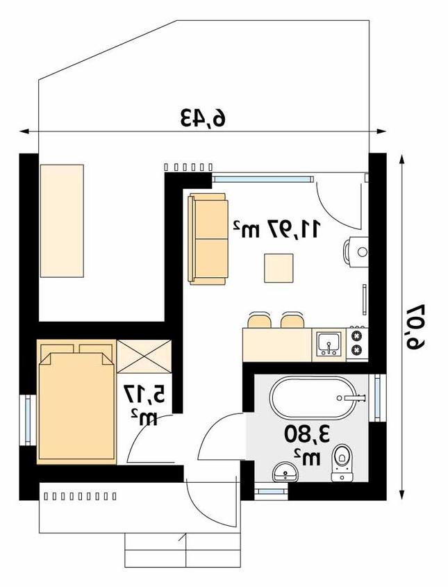 Rzut parteru lustro POW. 20,9 m²