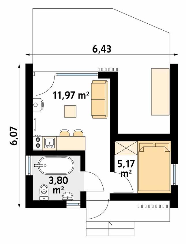 Rzut parteru POW. 20,9 m²