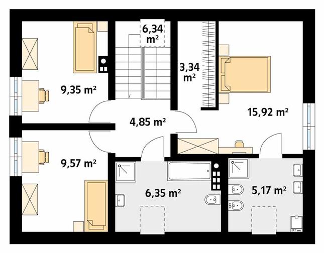 Rzut poddasza POW. 80,2 m²
