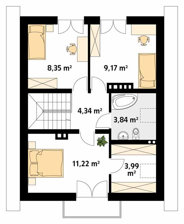 Rzut poddasza POW. 57,7 m²