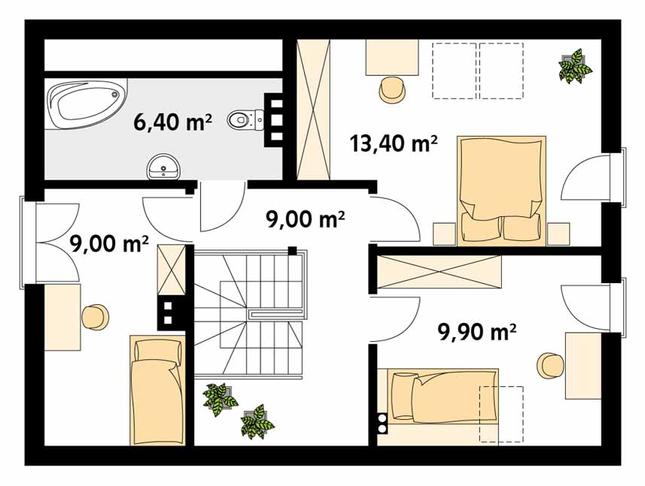 Rzut poddasza POW. 62,5 m²