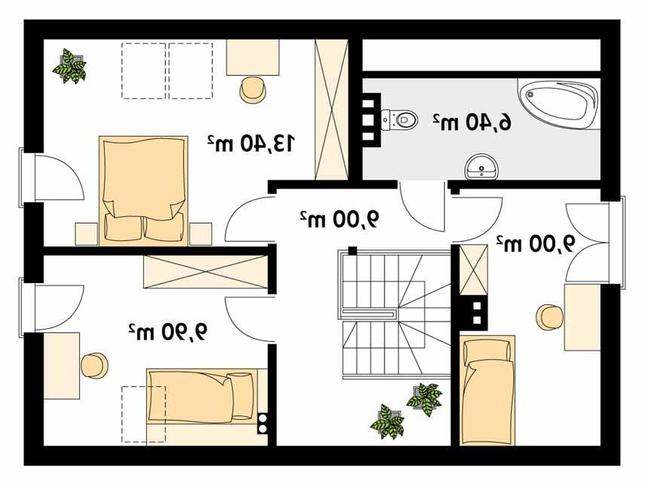 Rzut poddasza lustro POW. 62,5 m²