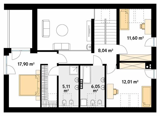 Rzut poddasza POW. 81,1 m²