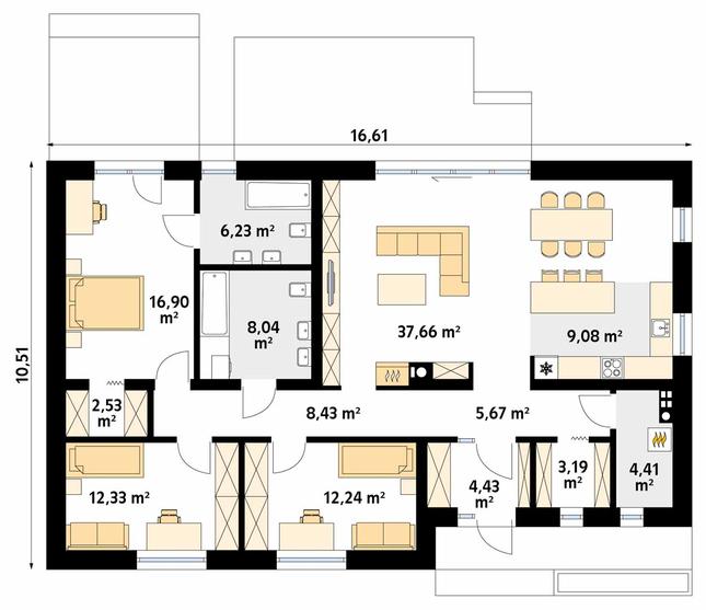 Rzut parteru POW. 131,1 m²