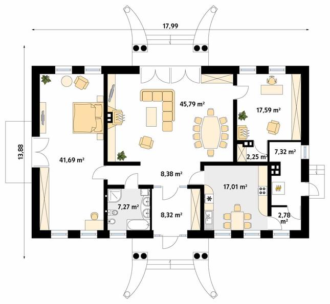Rzut parteru POW. 158,4 m²