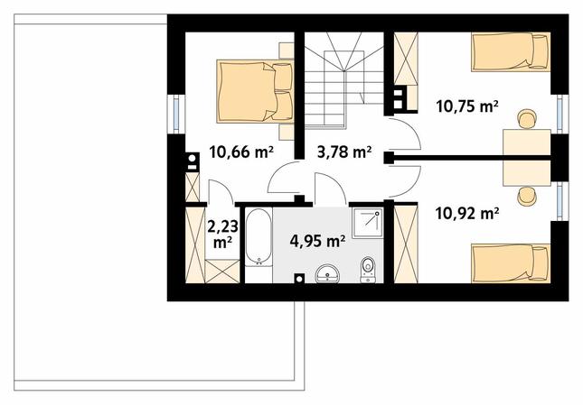 Rzut poddasza POW. 48,3 m²