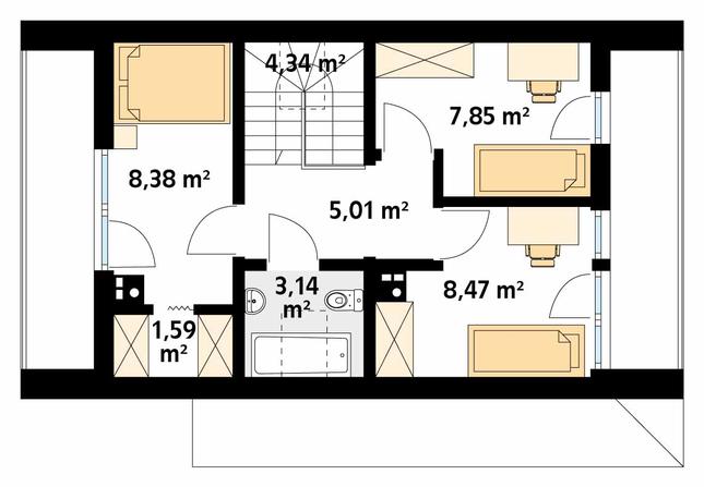 Rzut poddasza POW. 42,9 m²