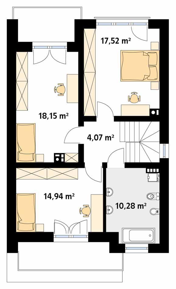 Rzut piętra POW. 65,0 m²