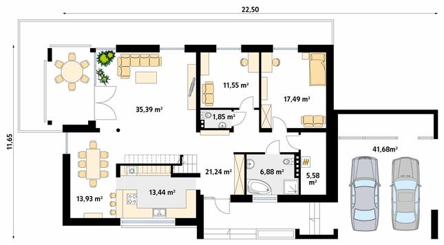 Rzut parteru POW. 169,0 m²
