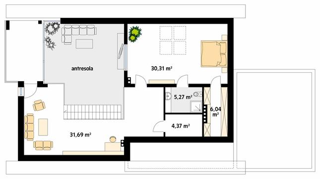 Rzut poddasza POW. 88,1 m²