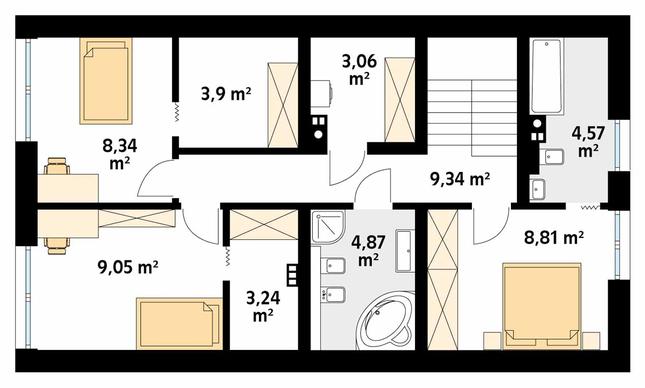 Rzut poddasza POW. 80,8 m²