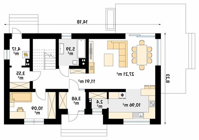 Rzut parteru lustro POW. 79,4 m²