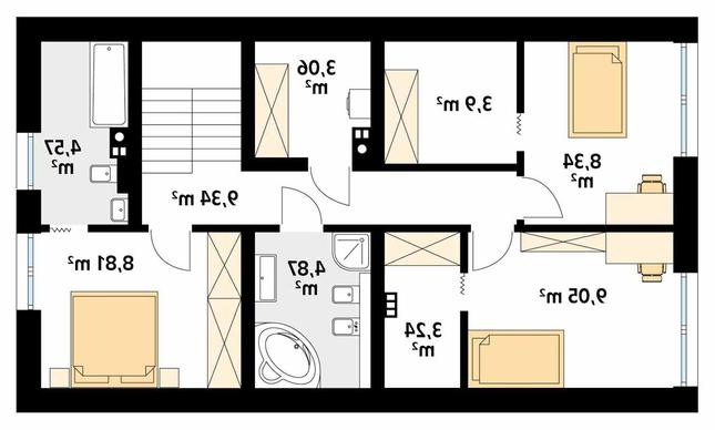 Rzut poddasza lustro POW. 80,8 m²