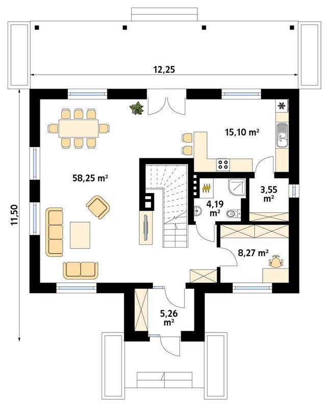 Rzut parteru POW. 94,6 m²