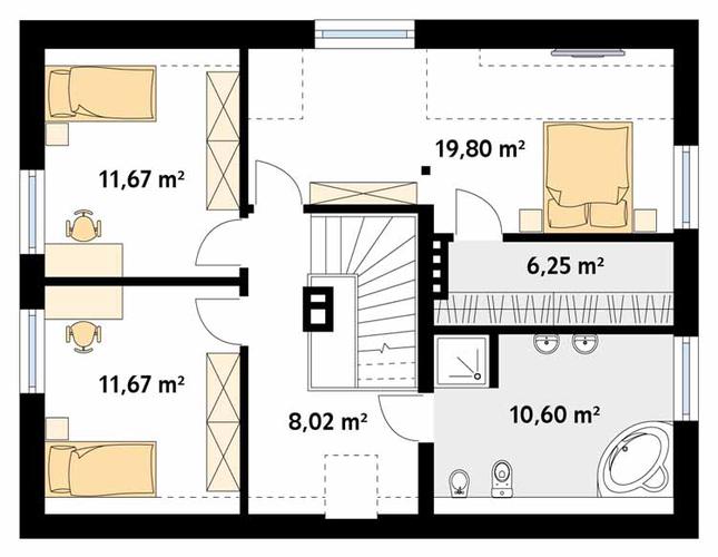 Rzut poddasza POW. 81,0 m²