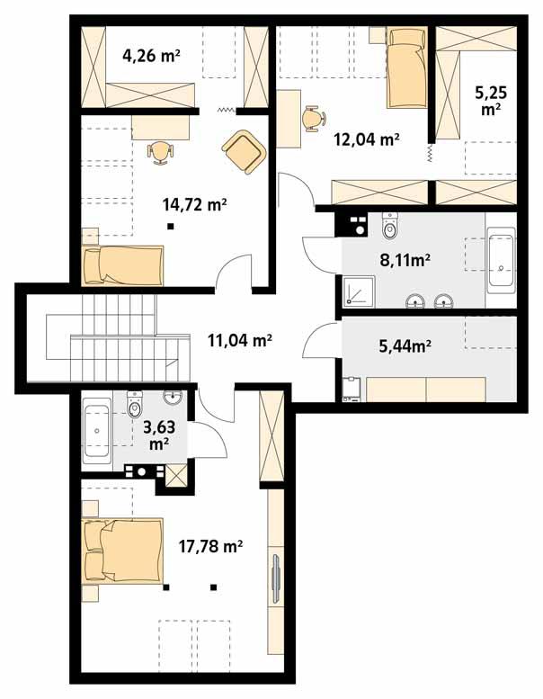 Rzut poddasza POW. 115,7 m²