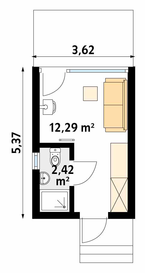 Rzut parteru POW. 14,7 m²