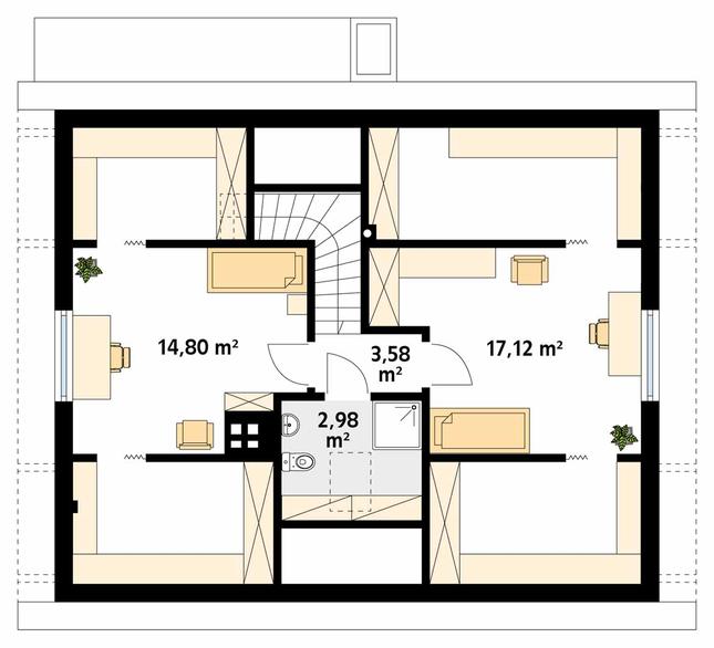 Rzut poddasza POW. 46,5 m²
