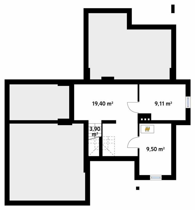 Rzut piwnicy POW. 41,9 m²