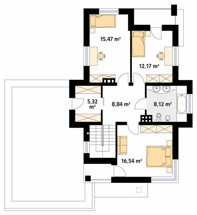 Rzut piętra POW. 66,5 m²